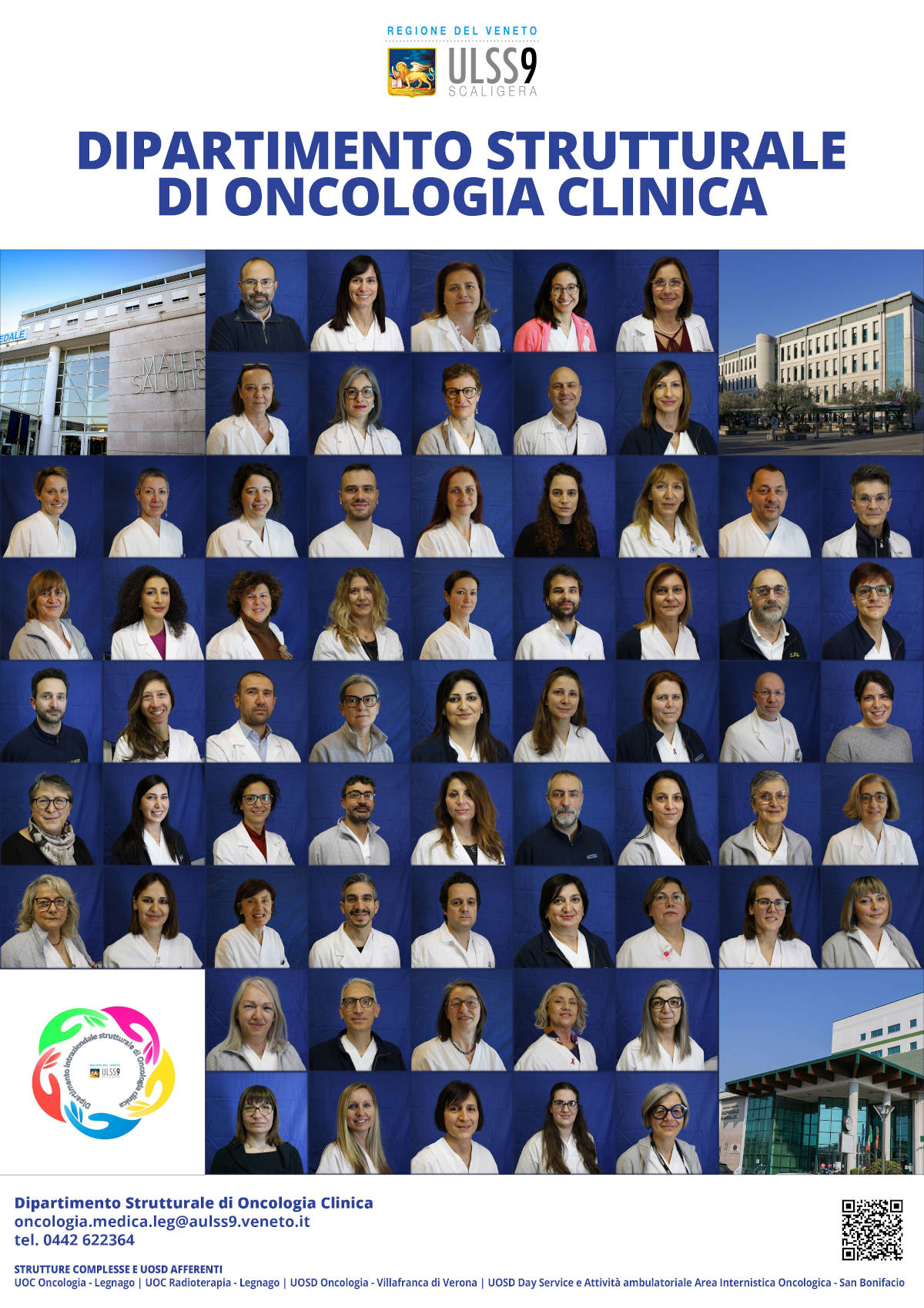 Locandina con immagini dei componenti del Dipartimento Oncologia Clinica